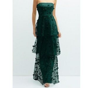 Dessy Collection Strapless Dark Green Gown